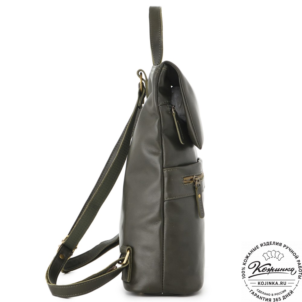  Женский кожаный рюкзак "Артемида" (хаки гладкая кожа)